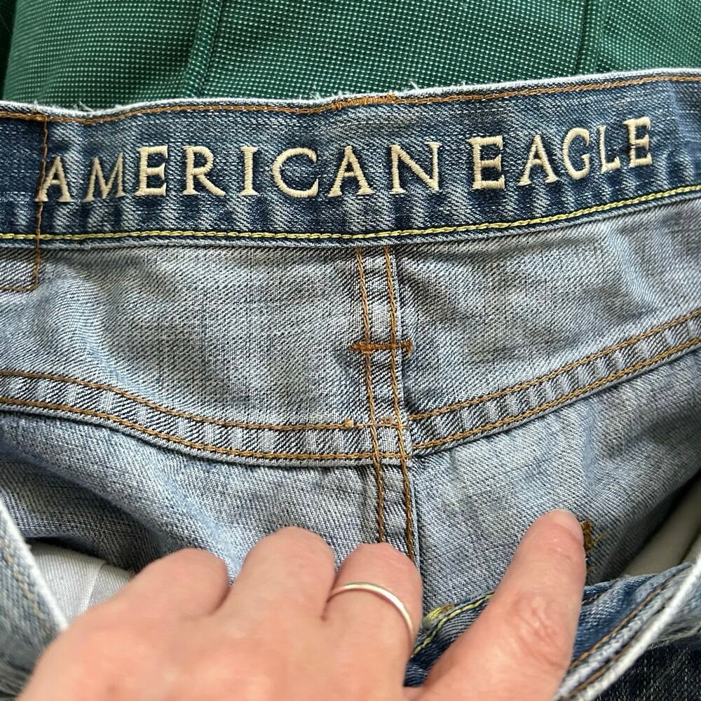 American Eagle Reworked Lace Trim Denim Shorts Boho Coquette Upcycled Size 6 - Picture 4 of 6